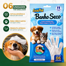Embalagem LuxPet Banho Seco com 6 luvas umedecidas para caes e gatos